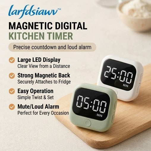 larfdsiawv™ Digital Kitchen Timer – Magnetic Countdown Timer with LED Display