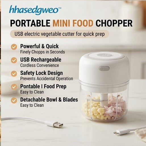 larfdsiawv™ Portable Mini Food Chopper – USB Electric Vegetable Cutter