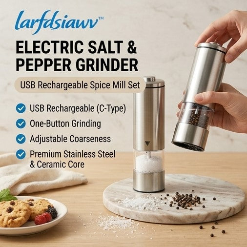 larfdsiawv™ Electric Salt & Pepper Grinder – USB Rechargeable Spice Mill Set