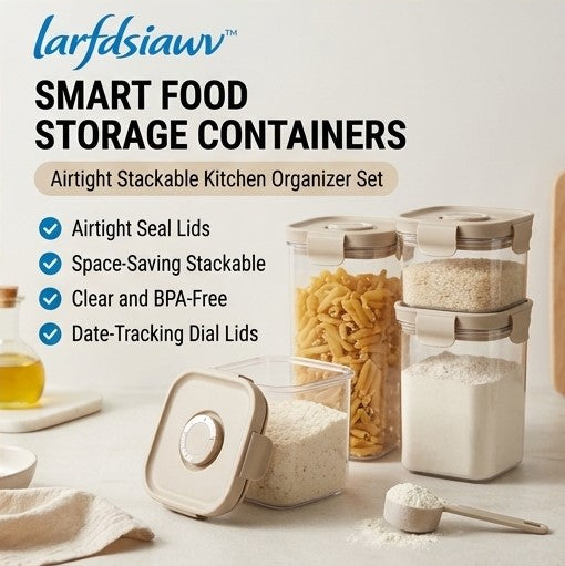 larfdsiawv™ Smart Food Storage Containers – Airtight Stackable Kitchen Organizer Set
