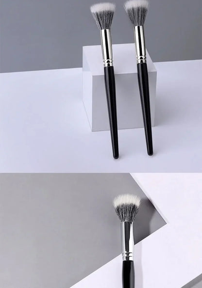 Pointillator brush Blush brush Pure wool flat head Cangzhou makeup brush Soft bristle wooden handle Beauty tool